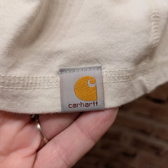 Carhartt FORCE T-Shirt with Black Logo Relaxed Fit Cream Size XL - Picture 7 of 11